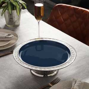 Perfect Centre piece Classic Metal Cake <b>Stand</b> with Greek Key Pattern Silver Base and Black Tray for Decoration - Product Image 5