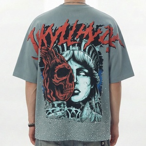 เสื้อยืดลำลองผู้ชายสไตล์สตรีท พิมพ์ลายดิจิทัล คอโอเวอร์ไซส์ ระบายอากาศได้ดี ผ้าฝ้าย 100% - Product Image 3