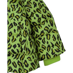 Chaqueta Acolchada con Capucha, Unisex, Plateada, con Estampado de Leopardo Verde Brillante, Diseño de Parches, Impermeable, Transpirable, con Bolsillo Frontal con Cremallera - Product Image 3