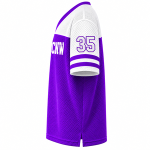 Camiseta Personalizada con Cuello en V de la Hermandad NCNW, Bloques de Color Morado y Blanco, Manga Corta, Estilo Casual para Mujer, Malla de Poliéster - Product Image 5