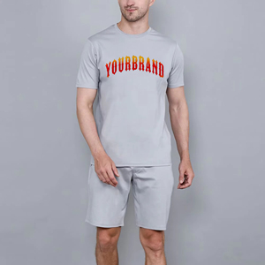 Conjunto de Verano para Hombre, Camiseta y Pantalones Cortos de Algodón, con Logotipo Personalizado, Transpirable, de Secado Rápido, Informal, de Dos Piezas - Product Image 1