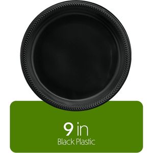 100 Piatti di Plastica Neri Leggeri da 9 Pollici Usa e Getta per Feste e Matrimoni - Product Image 2