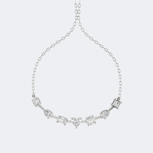 Collier pendentif en diamant de laboratoire multi-formes 1,95 CTW serti à griffes courbées, finition plaqué or 18 carats, bijoux pour femmes - Product Image 4