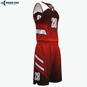 Custom Basketball Jersey Set Red Black V-Neck Sleeveless Heat-Transfer Printed Mesh Moisture Wicking Polyester Elastic Waist - Product Image 6