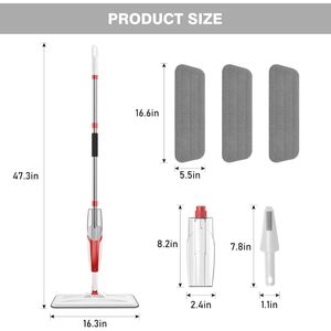 Set di 3 Mop Lavabili con Bottiglia Ricaricabile da 420ml, per Pulizia a Secco e Umido, con Spray per Rimozione Polvere - Product Image 3
