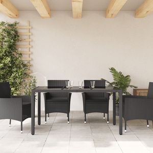 Table de jardin en polyrotin noir avec plateau en verre trempé et structure en acier thermolaqué, mobilier d'extérieur - Product Image 3