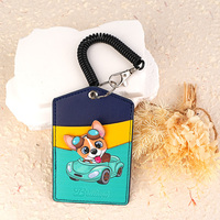 Porta Tarjetas de Identificación de Cuero PU con Diseño de Corgi, Etiqueta de Equipaje con Ventana Transparente, Correa de Muñeca en Espiral, Logotipo Personalizado, Regalos de Viaje, Venta al Por Mayor