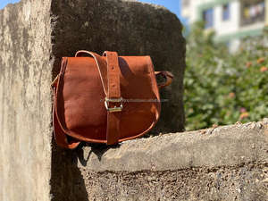 Bolso bandolera hecho a mano informal Unisex de cuero de cabra Real, bolso de hombro Vintage con forro de lona y correa, patrón de caramelo, uso diario - Product Image 6