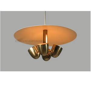 Lustre Sputnik moderne du milieu du siècle, en laiton brut, 4 lumières, suspension artisanale en laiton italien, luminaire de plafond pour salle à manger - Product Image 3
