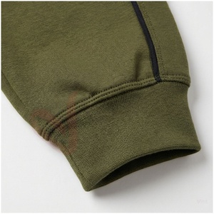 Ensemble de survêtement à capuche vert olive pour homme, manches longues, fermeture éclair sur le devant, couleur unie, respirant, décontracté, pour l'automne, coupe classique - Product Image 6