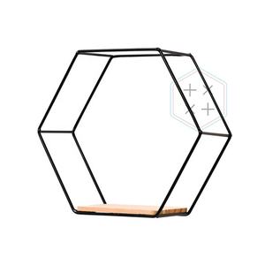 Étagères flottantes hexagonales murales (métal et bois) - Design moderne pour salle de bain, salon, garage, présentoir - Product Image 3