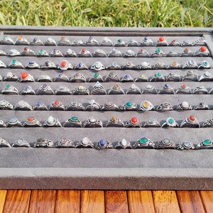 Anillo de Piedras Preciosas Naturales Ecológico, Unisex, Hecho a Mano, con Circonita, Ajustable, Clásico, Plateado, Joyería de Moda para Fiestas y Uso Diario - Product Image 6