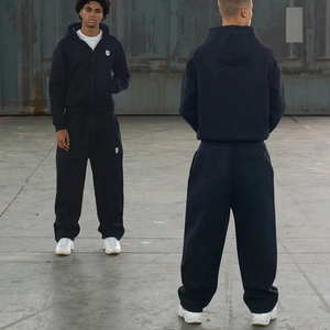 Ensemble de survêtement unisexe avec sweat à capuche et pantalon, fermeture éclair intégrale, vêtements décontractés, couleur unie, coton respirant, vêtements d'automne - Product Image 4