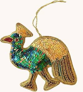 Embroidered <b>Peacock</b> Zari Hanging, Zardozi Sequin Beaded <b>Ornament</b>, Festive Decor for Ramadan, Eid & Christmas – Wholesale - Product Image 2