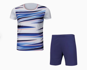 Ensemble de vêtements de sport d'été pour hommes, comprenant un t-shirt de tennis rayé sublimé et un short à taille élastique, respirant et anti-transpiration - Product Image 1