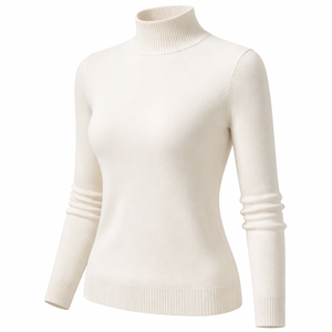Wholesale Custom <b>Mock</b> <b>Neck</b> Turtleneck Sweater 100% Cotton - OEM Women's Cotton Knit <b>Tops</b> Manufacturer - Product Image 3