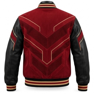 Chaqueta Varsity Clásica para Hombre con Mangas en Contraste, Puños Acanalados, Cierre de Botones a Presión y Estilo Atlético Informal Atemporal - Product Image 2