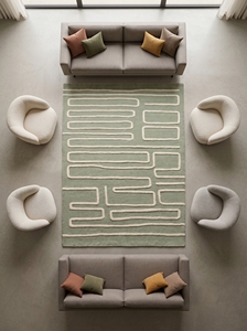 Luxury Tufted Geometric Wool Rug Contemporary Maze Pattern Handmade Carpet with Latex Backing Eco-Friendly <b>for</b> Modern Interiors - Product Image 1