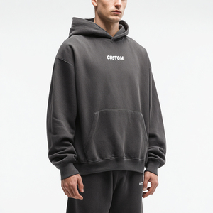 Wholesale Men's <b>Grey</b> Hooded <b>Sweatshirt</b> Regular Fit Knitted Pullover Pocket Winter 100% Cotton Fleece Quick Dry Breathable - Product Image 5