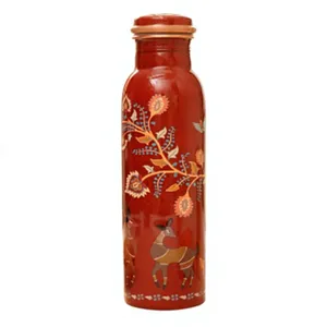 Bouteille d'eau en cuivre pur à motif papillon, design doré, artisanale, style rustique - Product Image 5