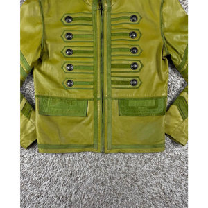 Veste en cuir 100% HAUTE QUALITÉ verte, style gothique punk Napoléon, pour hommes, taille XL, vente en gros d'usine, OEM ODM - Product Image 3