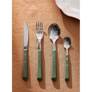 Ensemble de couverts en acier inoxydable de qualité supérieure, 24 pièces, poignée mate vert sauge, finition polie miroir, vaisselle écologique en gros - Product Image 2