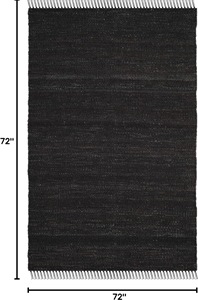 Tapis en jute noir uni tissé à la main avec franges, écologique, couleur unie, à poils plats - Product Image 3