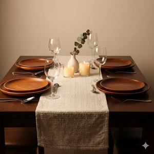 Plato de madera de teca hecho a mano, vajilla rústica estilo boho, platos para servir - Product Image 3