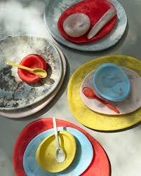 Bol à salade décoratif en résine couleur vanille, motif tourbillon moderne, pour buffet et restauration - Product Image 6