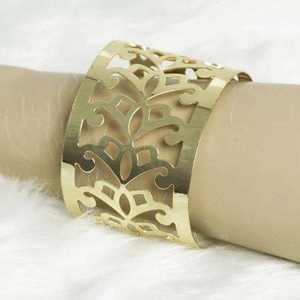 Anneaux de serviette en métal avec motif feuille découpé au laser, anneau de serviette en feutre pour table de mariage - Product Image 4