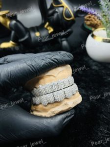 Ensemble de Grillz personnalisés en Moissanite VVS, en Argent Sterling 925, entièrement sertis, style Hip Hop, pour hommes - Product Image 1