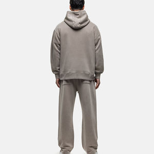Ensemble de survêtement à capuche pour homme, manches longues, couleur unie, décontracté, 100 % coton, coupe ample, poids moyen, pour l'automne - Product Image 1