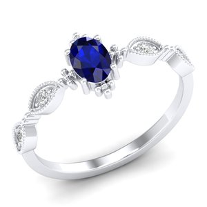 Anillo Solitario REYES Personalizado con Zafiro Azul de Corte Ovalado de 0.5Ct en Oro Sólido de 14K, Joyería con Moissanita Certificada por GRA - Product Image 5