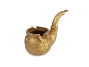 Cenicero de latón vintage con diseño floral artesanal, decoración de mesa antigua, soporte para cigarros - Product Image 1