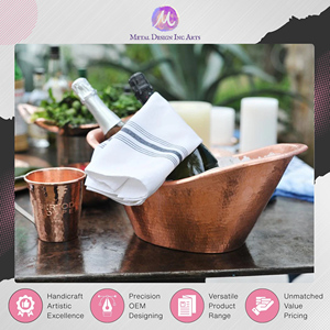 India Origin Manufacturer & Exporter Selling Oval Shape Rose Gold Copper Ice Bucket to Hold Ice Cubs and Beer Bottles on Sale - Product Image 4