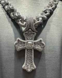 Colgante de Cruz de Moissanita Iced Out, Colgante de Plata 925, Joyería Religiosa, Colgante Hip Hop, Regalos Cristianos, Colgante Bust Down para Rapper - Product Image 6