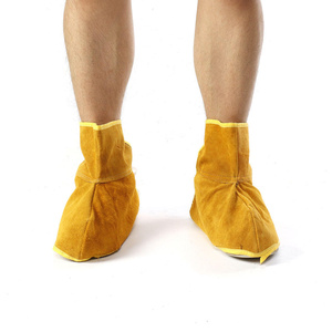 Men's Yellow Cowhide Leather Safety Clothing Heat Resistant Flame Retardant Gardening Protector Shoe Cover for Welding Feet - Product Image 2