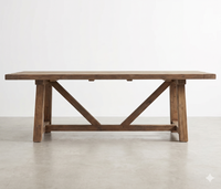 Mesa de Comedor Rústica de Madera de Teca para Exteriores, Estilo Rústico, Muebles de Jardín y Patio, Mesa Rectangular Larga de Madera Reciclada