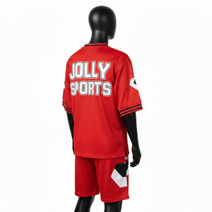 Ensemble de shorts en jersey de polyester respirant pour hommes, léger, rouge, vêtements de sport avec logo personnalisé par transfert thermique, ensemble de shorts pour hommes - Product Image 5