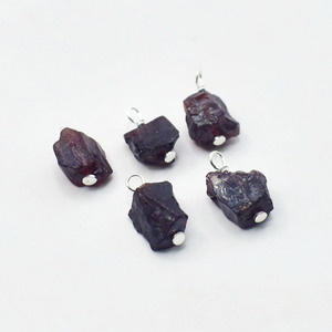 Raw Garnet Wire Wrapped Pendant <b>Silver</b> Plated Natural 8 - 10mm Gemstone <b>Charm</b> Jewelry Making Supply Birthstone January - Product Image 2