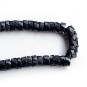 Perles de pierres précieuses en spinelle noire naturelle facettées en forme de pneu, pour la fabrication de bijoux, fil de pierres en vrac - Product Image 4