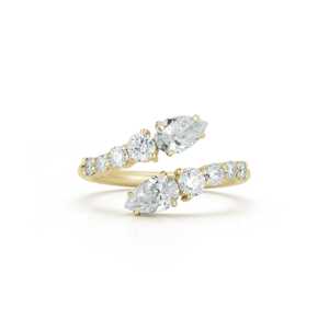 Anillos llamativos de oro macizo de 14k para mujer, con diseño de serpiente cruzada y diamantes cultivados en laboratorio (VS y DEF), de 1.42ctw - Product Image 1