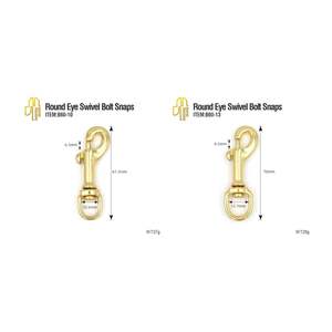 Perno giratorio de ojo redondo de latón, ganchos a presión con anillos de rodillos, hebillas de barra central Dees - Product Image 2