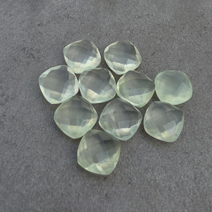 Natural Prehnite Checker Cut Calibrated Briolette <b>Cushion</b> AAA+ Gemstone, Loose Stone for Jewelry Making Custom Sizes Available - Product Image 6
