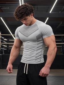 Yunla <b>Men's</b> <b>Yellow</b> Short Sleeve Compression <b>Shirt</b> Breathable Sporty Athletic Workout Tee Spandex/Polyester Summer - Product Image 4