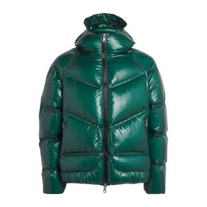 Premium <b>Men</b>’s Green Hooded Puffer <b>Jacket</b> Full Zip Quilted Warm Winter Insulated Casual Outdoor <b>Jacket</b> With Chevron Design - Product Image 1