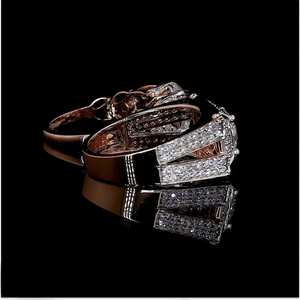 Anillo de Compromiso y Matrimonio de Diamantes de Laboratorio de Lujo en Oro Rosa de 10/14/18 Quilates con Certificado IGI para Hombre, Aniversario - Product Image 3