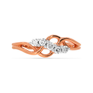 Solid 10K Rose Gold Ring Women’s Fashion Ring 5 Accent Diamonds Elegant Style Birthday <b>Present</b> 0.18ctw - Product Image 3