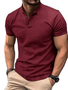 <b>Men's</b> Formal <b>Retro</b> Solid Color Comfortable Button Lapel Short Sleeve for <b>Shirt</b> 100% Cotton Woven Fabric Eco-Friendly Breathable - Product Image 3