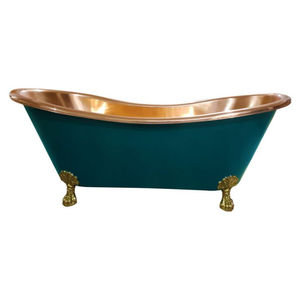 Baignoire en cuivre de luxe, finition extérieure noire antique et intérieure en cuivre martelé, décoration de salle de bain pour hôtels et villas de luxe - Product Image 6